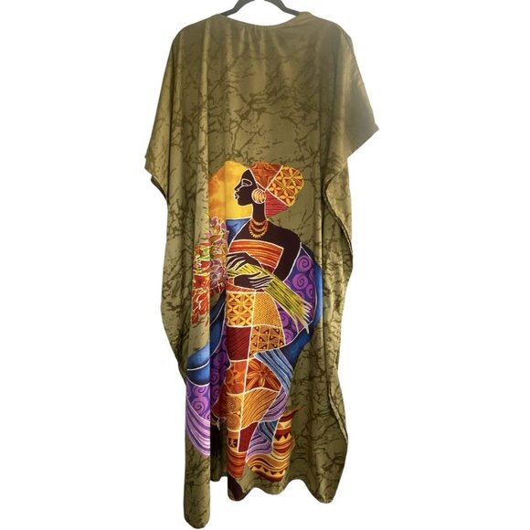 SANTE CLASSICS Women MuuMuu Ethnic Print Kaftan One Size Multicolor Lounge 49-7 - Picture 3 of 15